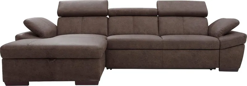 exxpo - sofa fashion Ecksofa Salerno, Funktionssofa, Breite 280cm, hoher Sitzkomfort, L-Form, inkl. Kopf- und Armteilverstellung, wahlweise mit Bettfunktion, Braun, – Produktbild 2 von 8