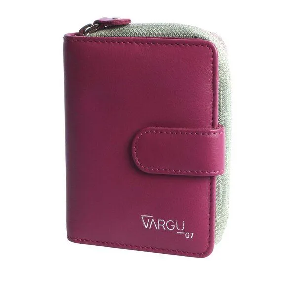 Vargu Vargu Echtleder Geldbörse VINEM 1-A, Cranberry-sage green, – Produktbild 1 von 4