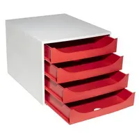Exacompta Exacompta Schubladenbox Ecobox "Office", DIN A4+, 4 Schubladen, rot – Produktbild 3 von 3