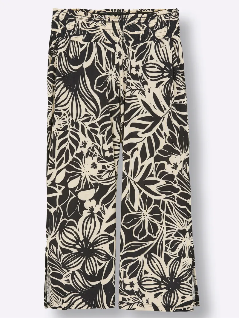 sheego Druckhose, Schwarz-sand-bedruckt, – Produktbild 1 von 3