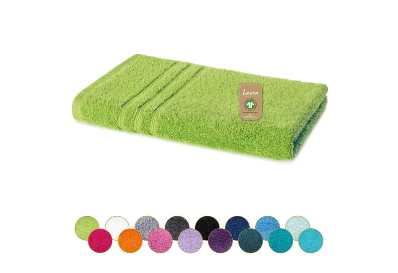 Lavea Handtücher Bali Handtuch 50x100 cm, Sporthandtuch, Fitness-Handtuch, Weiches Bio-Baumwollfrottee (1-St), pflegeleicht, GOTS-zertifiziert, extra saugstark mit 500g/m², Grün, – Produktbild 1 von 4