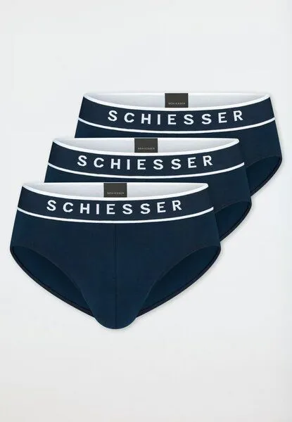 Schiesser Schiesser 3er Pack Herren Slips Biobaumwolle 95/5, Dunkelblau, – Produktbild 1 von 4