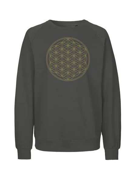 Peaces.bio - handbedruckte Biomode Peaces.bio - handbedruckte Biomode Bio Herren Sweatshirt Die Blume des Lebens, Graphitgrau, – Produktbild 1 von 2
