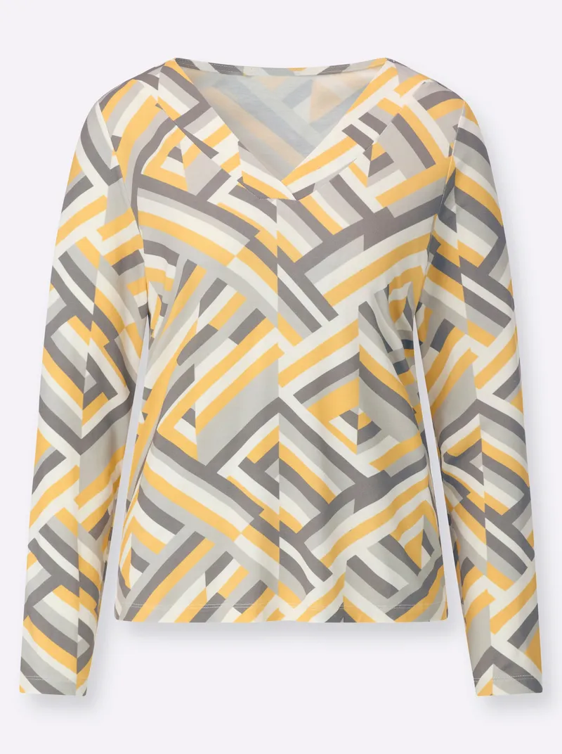 Witt V-Shirt, Ecru-grau-bedruckt, – Produktbild 2 von 2