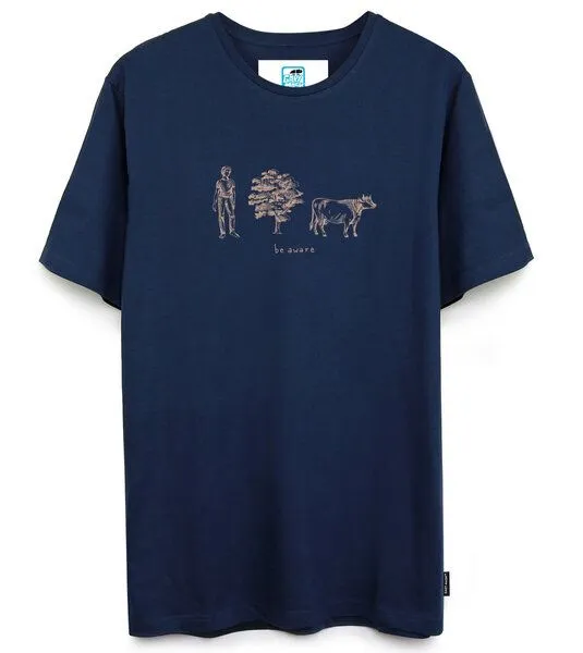 Gary Mash GARY MASH T-Shirt be aware aus Bio-Baumwolle, Dunkelblau, – Produktbild 1 von 4