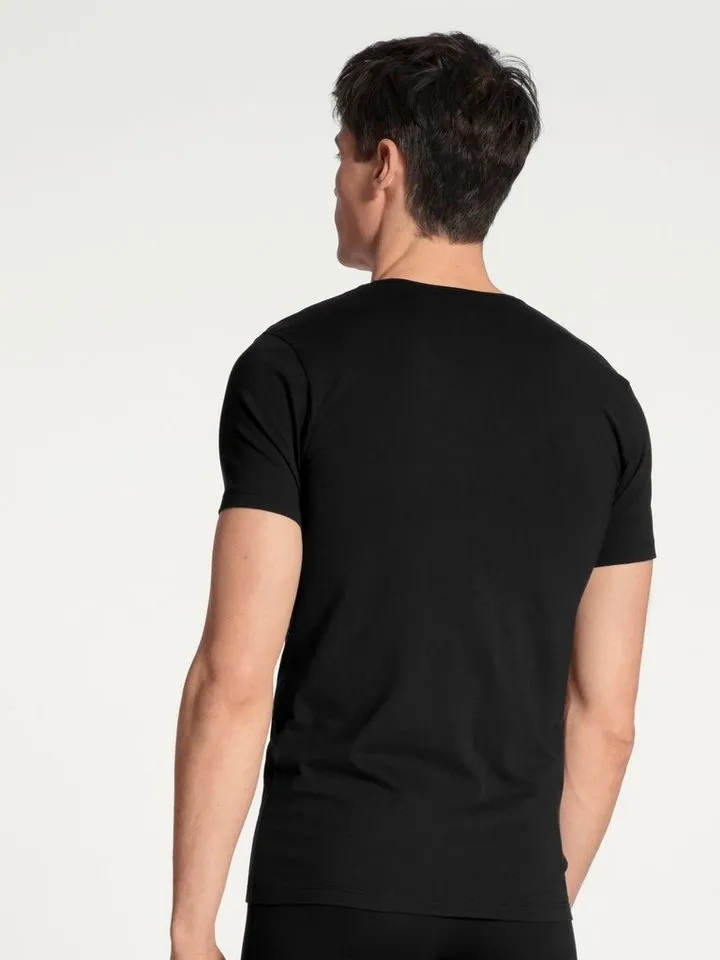 CALIDA CALIDA T-Shirt Cotton Code V-Ausschnitt, formstabiler Single Jersey, elastisch, Kurzarm, Schwarz, – Produktbild 5 von 5