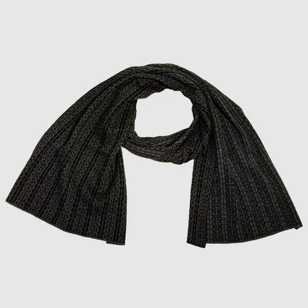 LANARTO slow fashion LANARTO slow fashion Schal Muster 'Peking' zweifarbig gestrickt aus Merinowolle, Schwarz, – Produktbild 3 von 3