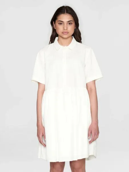 KnowledgeCotton Apparel KnowledgeCotton Apparel Kurzes T-Shirt Kleid - Seersucker - aus Bio-Baumwolle, Weiß (egret), – Produktbild 2 von 4