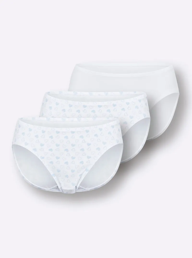 wäschepur Jazzpants 2x weiß-mint-bedruckt + 1x weiß, 2x weiß-mint-bedruckt + 1x weiß, – Produktbild 2 von 3