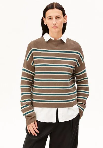 ARMEDANGELS ARMEDANGELS MERINAA STRIPED Damen Strickpullover aus100% Bio-Baumwolle, Amberwood-oatmilk, – Produktbild 1 von 4