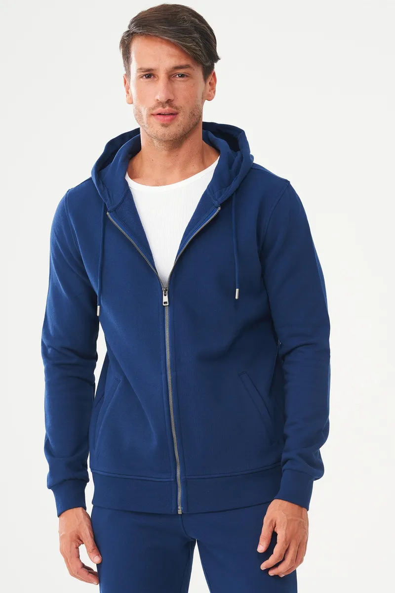 ORGANICATION ORGANICATION Herren vegan Zip-Up Hoodie Aus Bio-Baumwolle Navy, Dunkelblau, – Produktbild 2 von 2