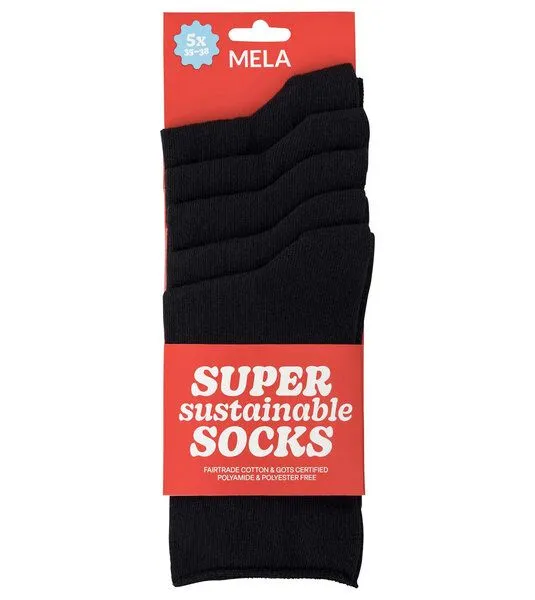 MELA MELA Rollsaum Socken im 5er-Pack aus Biobaumwoll-Mix, Schwarz, – Produktbild 2 von 2