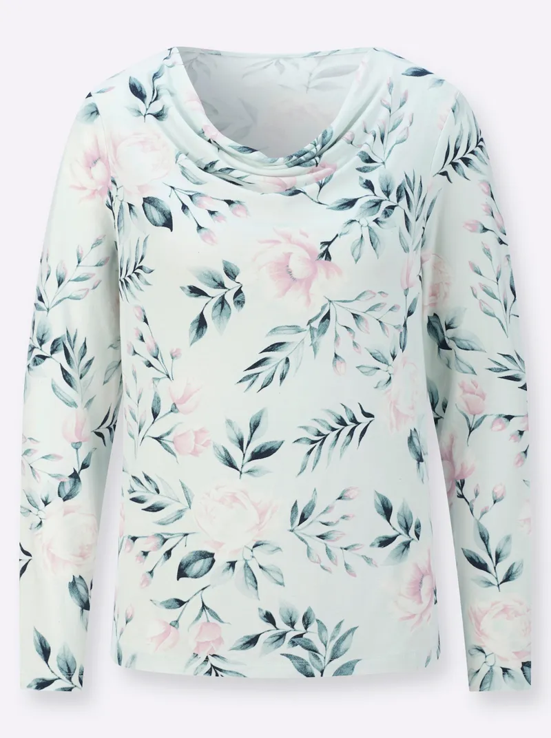 Witt Langarmshirt kalkmint-aquapetrol-bedruckt, Kalkmint-aquapetrol-bedruckt, – Produktbild 2 von 2