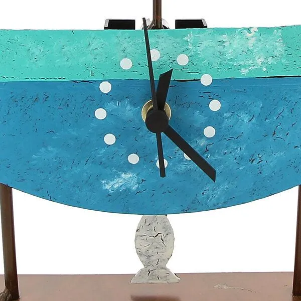 GLOBO Fair Trade GLOBO Fair Trade Standuhr SEGELBOOT mit Pendel, Metall, Blau-türkis, – Produktbild 2 von 3