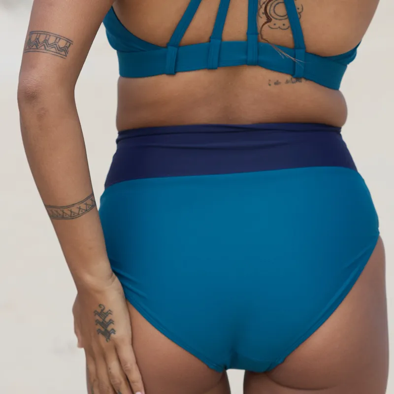Inaska Inaska Damen vegan Bikiniunterteil Soft High Waist Feel Petrol/ Dunkelblau, Teal, – Produktbild 1 von 2