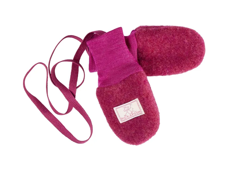 Pickapooh Pickapooh Baby und Kinder Fäustlinge Bio-Schurwolle Fleece granita Gr.1 (bis 9 Monate), Rot, pink, – Produktbild 1 von 1
