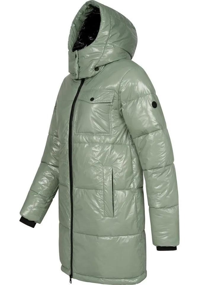 ragwear ragwear Wintermantel Roobie Long super stylischer, gänzender Damen Steppmantel, Grün, – Produktbild 2 von 4