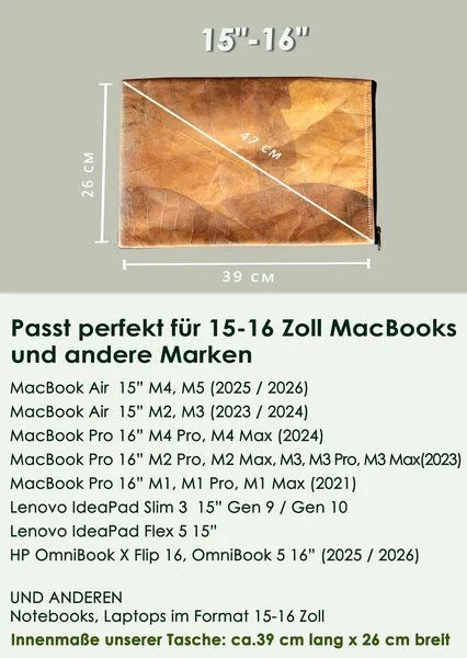 BY COPALA BY COPALA 15–16 Zoll Laptoptasche aus Teak-Blattleder in gelb – Produktbild 6 von 8