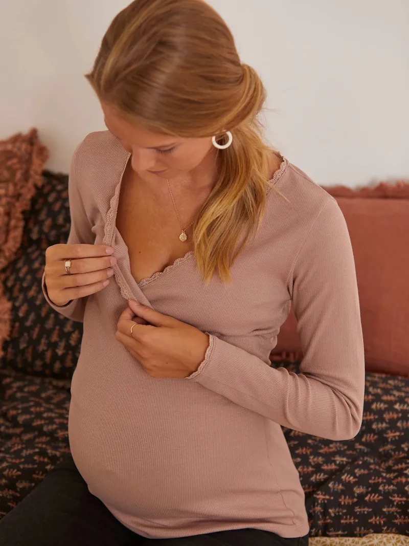 Vertbaudet Vertbaudet Shirt mit Wickelausschnitt, Rosa, – Produktbild 3 von 4