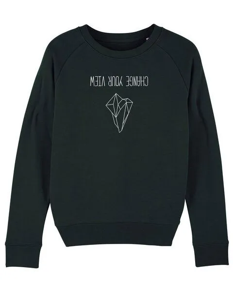 Human Family Human Family Bio Damen Rundhals Sweatshirt "Feel - Change your view" - in 7 Farben, Schwarz, – Produktbild 3 von 3