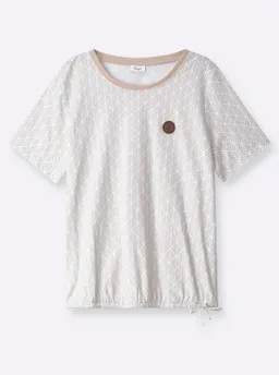 sheego Rundhalsshirt sand-weiß-bedruckt – Produktbild 1 von 1