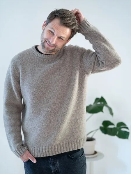 FUXBAU FUXBAU Männer Merino Strickpullover, Braunmeliert, – Produktbild 4 von 4