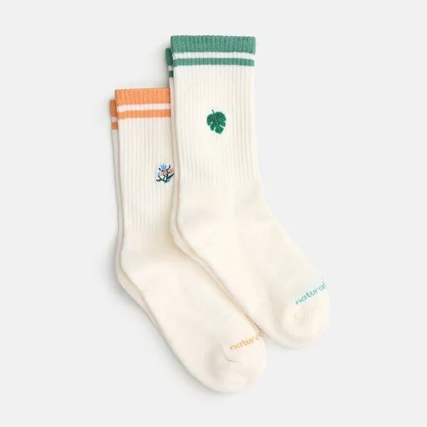 Natural Vibes Natural Vibes 2-Pack Plant Lovers | Bio GOTS | Geschenkset | Naturweiße Tennissocken | Pflanzen | Herren Damen Socken – Produktbild 3 von 4