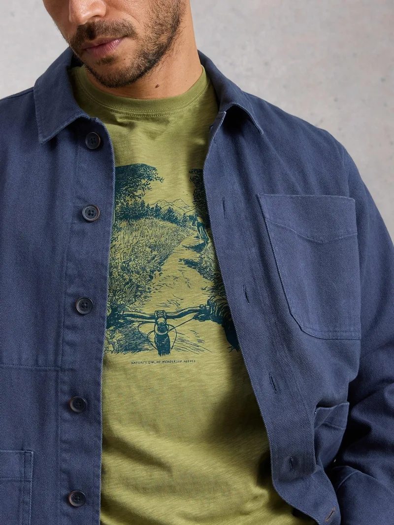 White Stuff Grafik-T-Shirt Abersoch mit Naturmotiv - L/R, Grün print, – Produktbild 3 von 4