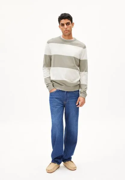 ARMEDANGELS ARMEDANGELS LOUKAA STRIPES Herren Pullover aus Bio-Baumwolle, Seagreen-light oatmilk, – Produktbild 4 von 4