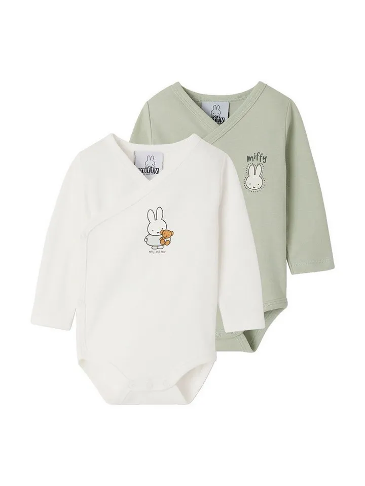 Vertbaudet Vertbaudet Body Wickelbodys langarm HASE MIFFY 2er-Pack, Grün, – Produktbild 1 von 4