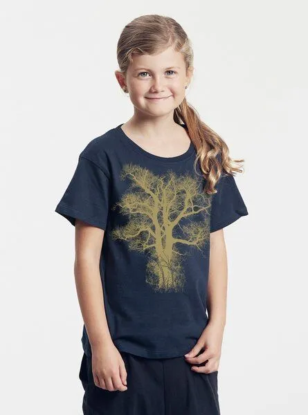 Peaces.bio - handbedruckte Biomode Peaces.bio - handbedruckte Biomode Bio-Kinder T-Shirt Chestnut, Blau, – Produktbild 2 von 2