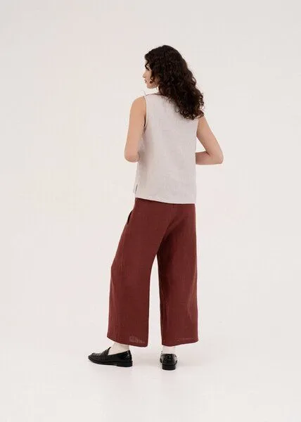AmourLinen AmourLinen Leinenhose Tokyo, Terracotta (rot), – Produktbild 2 von 3