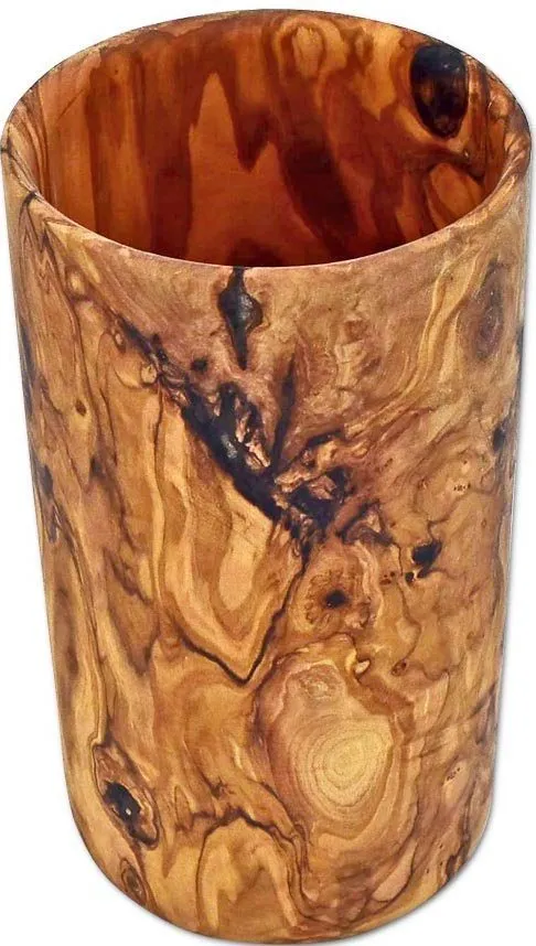 Olivenholz erleben Olivenholz erleben Kochbesteckhalter Utensilienbecher RUND aus edlem Olivenholz, (1-tlg), Massives Olivenholz, einzigartige Maserung, jedes Stück ein Unikat, Beige, – Produktbild 2 von 2