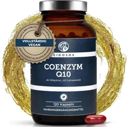 QIDOSHA Coenzym Q10 (Ubiquinon) mit Leinsamenöl Kapseln, 120 St., 174 g, Fermentiertes Coenzym Q10 – Produktbild 1 von 1
