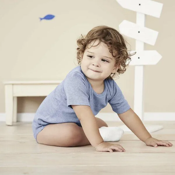 Living Crafts Living Crafts Baby Kurzarm-Body, Blue melange, – Produktbild 1 von 2