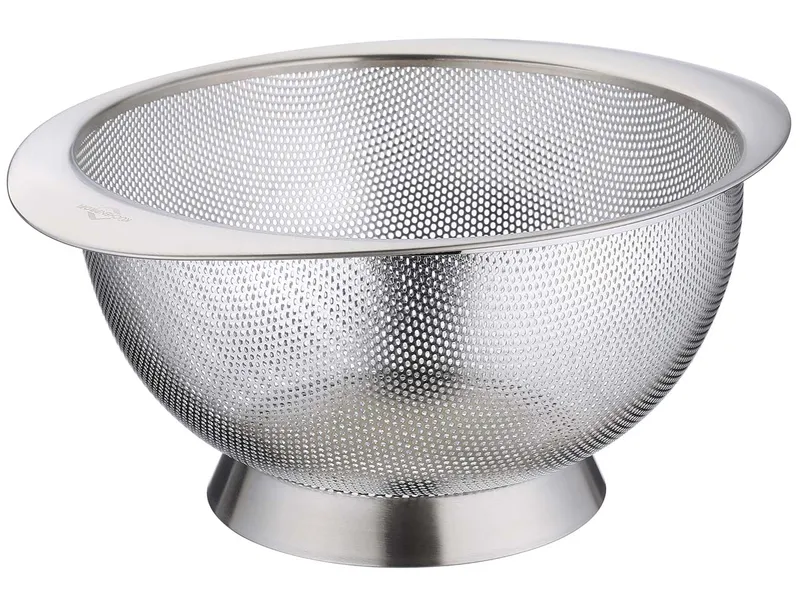 Seiher "DELUXE" mit Standfuß, aus Edelstahl, Ø 26 cm, H 14 cm – Produktbild 1 von 1