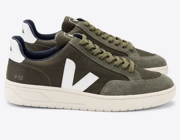 Veja Veja Sneaker Herren - V-12 B-Mesh, Olive white (grün), – Produktbild 2 von 3