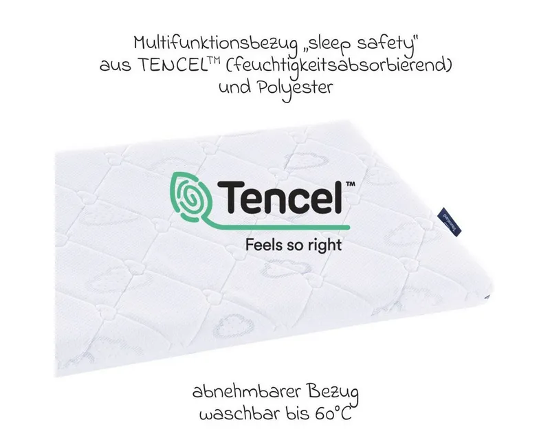 Träumeland Babymatratze Brise Safety 40 x 90 cm, Träumeland, 5 cm hoch, Baby Matratze für Wiege, Babybett & Beistellbett mit TENCEL Bezug, Weiß, – Produktbild 3 von 4