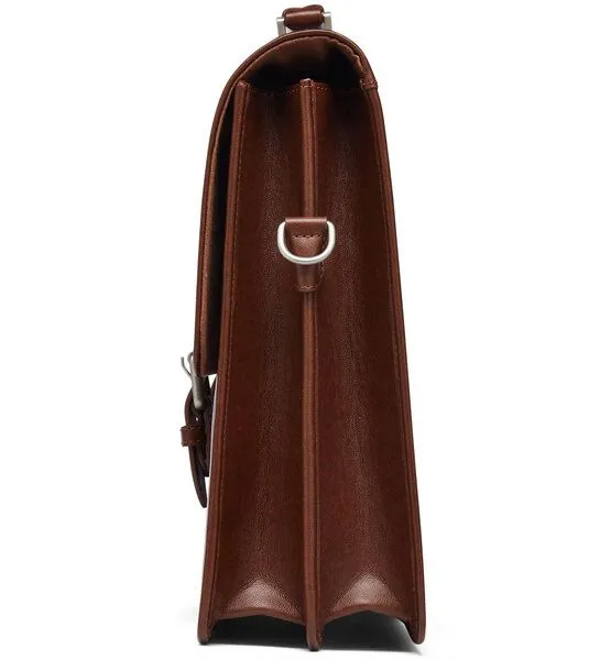 Will's Vegan Shop Will's Vegan Shop Klassische Aktentasche aus veganem, italienischen Leder, Braun, – Produktbild 3 von 4