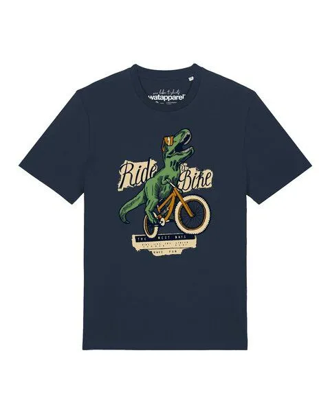 watapparel watapparel T-Shirt Unisex T-Rex Fahrrad, French navy, – Produktbild 1 von 2
