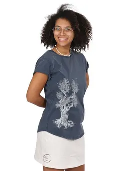 Life-Tree Life-Tree Sweat Rock aus Biobaumwolle mit Logo Motiv Circle Damen in Bambus – Produktbild 1 von 1