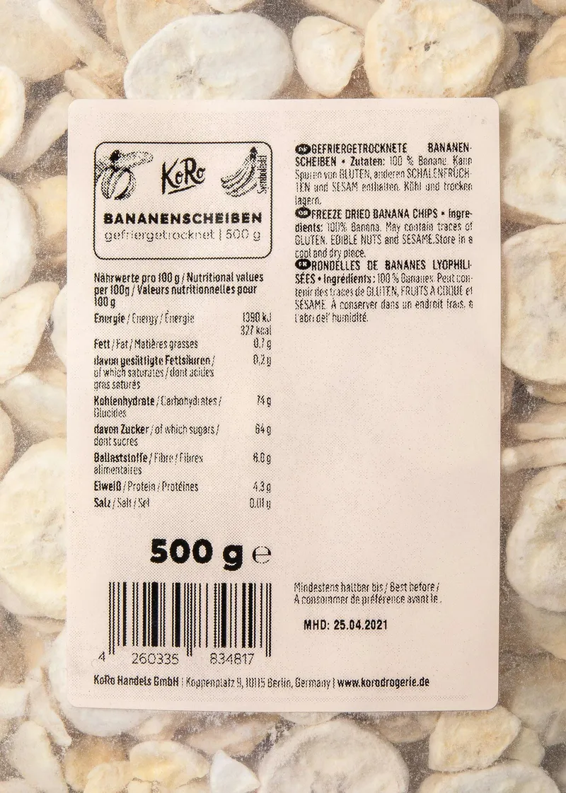 KoRo Gefriergetrocknete Bananenscheiben 500 g – Produktbild 5 von 5