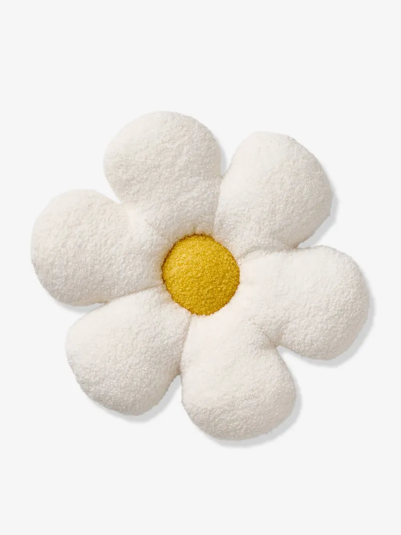 Vertbaudet Deko-Kissen BLUME aus Bouclé-Stoff Kinderzimmer, Wollweiß, – Produktbild 2 von 3