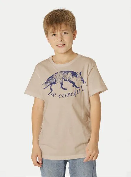 Peaces.bio - handbedruckte Biomode Peaces.bio - handbedruckte Biomode Bio-Kinder T-Shirt Be Careful, Sand, – Produktbild 2 von 2