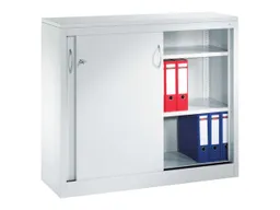 C+P C+P Schiebetürenschrank aus Stahl 120 cm breit lichtgrau T 40 H 100 – Produktbild 1 von 1