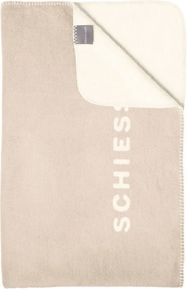 Schiesser Wohndecke Kuscheldecke Klara in Wendeoptik - Baumwoll-Mix - warm und flauschig, Schiesser, OEKO-TEX® MADE IN GREEN, Beige, – Produktbild 2 von 5