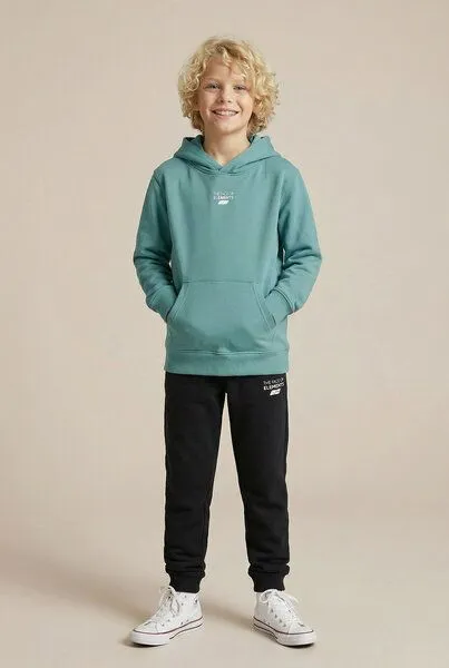 THE FACE OF ELEMENTS THE FACE OF ELEMENTS Essential - Relaxed Fit Kids Hoodie aus 100% Bio-Baumwolle, Seafoam (grün), – Produktbild 2 von 4