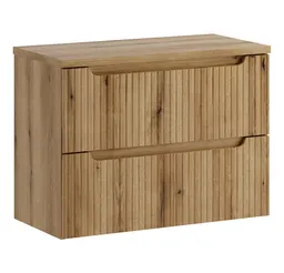 Lomadox Waschbeckenschrank NEWPORT-56-EVOKE 80 cm breit in Eiche, gerillte Front, 2 Schubladen – Produktbild 1 von 1