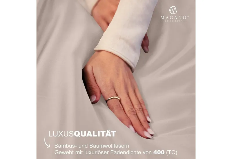 MAGANO Spannbettlaken Bambus & Baumwolle Satin, Luxus Bettlaken, Gummizug: rundum, 400 TC Luxusqualität, Hypoallergen, Thermoregulierend, Braun, – Produktbild 3 von 5