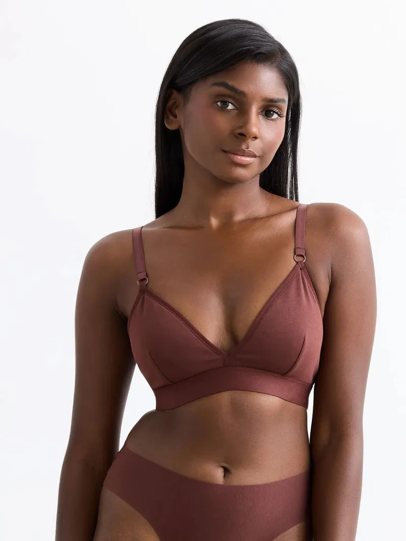 erlich textil erlich textil Casual Cotton Triangel Bralette im 2er Pack aus Bio-Baumwolle, made in Europe, Umbra, – Produktbild 2 von 4